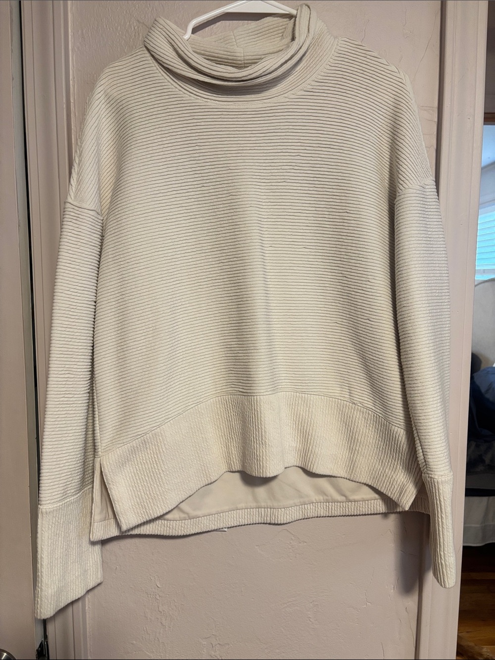 CALIA by Carrie Underwood Cream Ribbed Cowl Neck Sweater